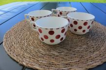 Lot de 4 tasses à pois Digoin Sarreguemines