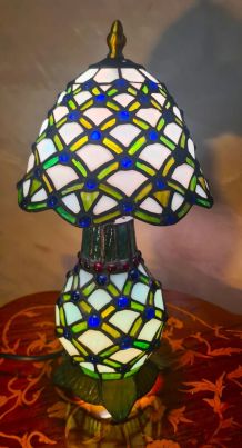 lampe  verre vitrail ,soudure plomb fait main,style tifany 2