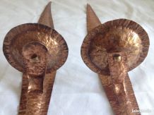 Ancienne paires applique cuivre martelé