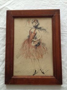 Ancien dessin danseuse ballerine signée Marcel Bloch