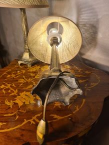 paire lampe regule doré 1960 chevets 35x21 avec abat jour ca