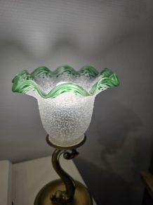 Petite lampe à poser pied laiton et tulipe Art déco 