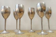 6 verres sur pied métal vintage 1970 
