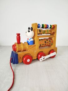 Boulier Abacus Train bois vintage | Jouet ancien enfant 
