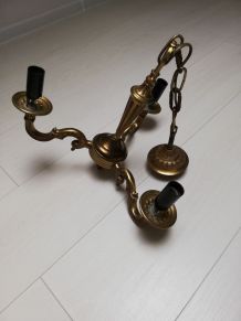 Lustre ancien 3 branches en bronze - 