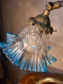 lampe bronze et laiton   tulipe,translucide  38x33 elec ok ,