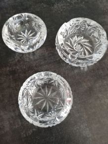 Lot de 3 cendriers en cristal de bohème,