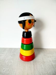 Figurine Indienne Jeu Bois | Educalux 1980  | jouet éducatif