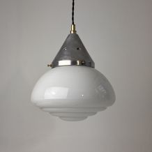 ANCIENNE SUSPENSION ART-DECO EN OPALINE 