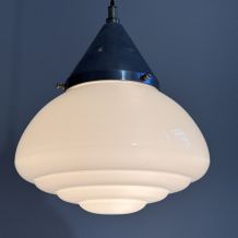 ANCIENNE SUSPENSION ART-DECO EN OPALINE 