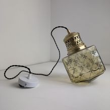 SUSPENSION ART-DECO EN VERRE TEINTE