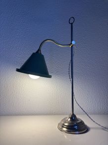 Lampe vintage 1920 monix métal nickelé tôle vert sauge - 50 