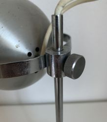 Lampe vintage 1960 de table eyeball acier brossé Aluminor - 