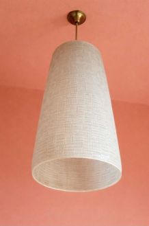 Suspension grand cylindre en verre vintage 1950 