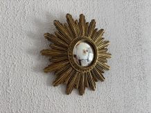 Miroir vintage 1960 soleil oeil de sorcière or - 26 cm