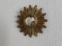 Miroir vintage 1960 soleil oeil de sorcière or - 26 cm