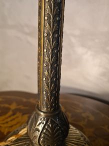  lampe, pied bronze ciselé 19e siècle ,et jolie abat jour vi