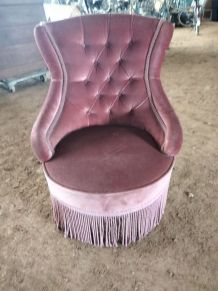 Fauteuil crapaud de style Napoléon 3 en velours