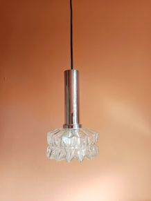 Suspension space age chrome et verre Allemagne 1970