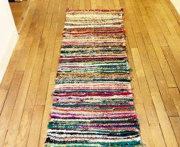 Tapis boucherouite de couloir multicolore réversible
