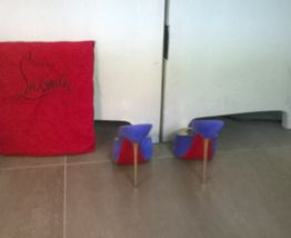 Mules Louboutin Bleu suede