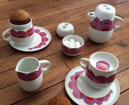Service thé "duo" rose vintage rétro 1960 1970