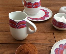 Service thé "duo" rose vintage rétro 1960 1970