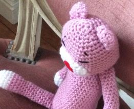 Chat au crochet tricot vintage décoration enfance