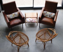 paire de Fauteuils en rotin vintage