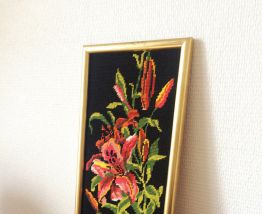 Cadre vintage canevas fleurs 