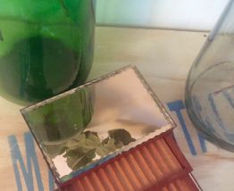 Boîte à cigarettes années 50 miroir rose cuivre