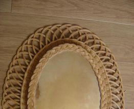 grand miroir osier rotin  soleil ovale 