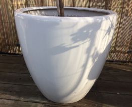 3 grands pots de fleurs en céramique blanche