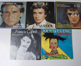 vinyle Sardou, Julien Clerc, Francis Cabrel 45 tours