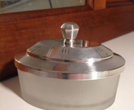 Coffret verre et métal argenté années 50