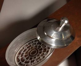 Coffret verre et métal argenté années 50