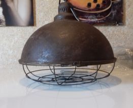 Lustre "Poulie" métal et bois