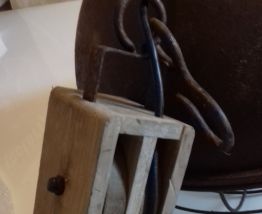 Lustre "Poulie" métal et bois