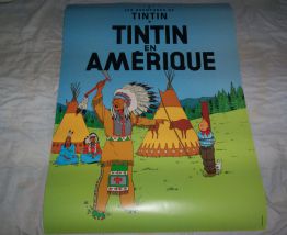 GRANDE AFFICHE PLASTIFIEE 70 CM PAR 50 CM TINTIN EN AMERIQUE 