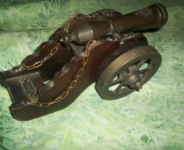 CANON BOIS METAL REGULE CUIVRE 