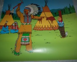 GRANDE AFFICHE PAPIER EPAIS PLASTIFIE TINTIN 70 CM PAR 50 CM HERGE 