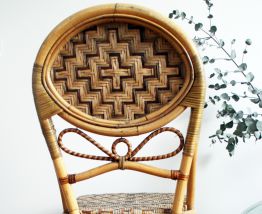 Chaise bistrot rotin années 70