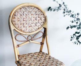 Chaise bistrot rotin années 70