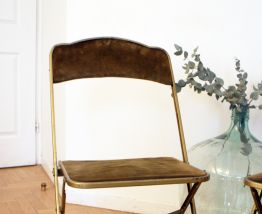 Paire de chaises vintage pliables metal doré 70's