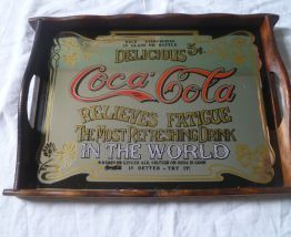 Plateau miroir coca cola , vintage , années 70