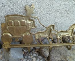 Accroche-clés rustique  en  laiton , vintage 1950