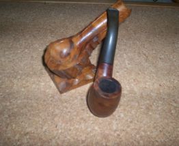 pipe fumeur + porte pipe en bois 