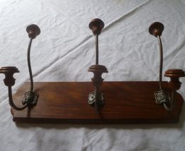 porte manteau , 6 pateres bois+metal , vintage