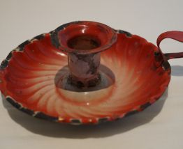 Bougeoir émaillé rouge