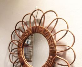 Miroir rotin vintage 